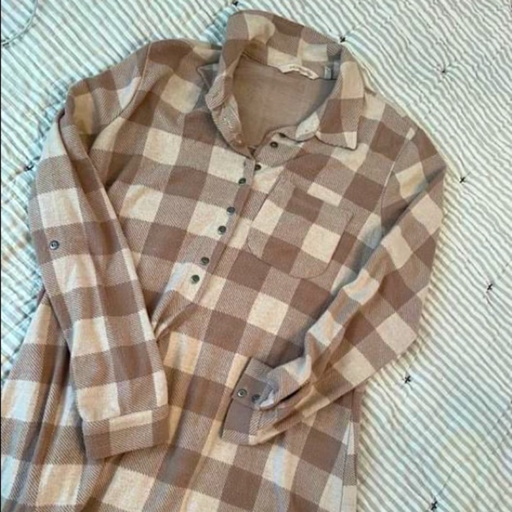 Long oversized plaid shirt